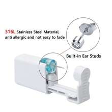 2 pezzi Set piercing orecchie monouso con punte integrate, 2 pezzi orecchini con zirconia cubica - Kit sicuro per piercing delle orecchie