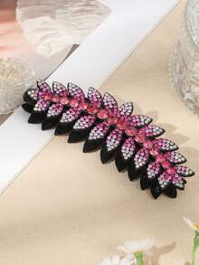 1个白色水晶叶形香蕉夹，时尚优雅的香蕉夹发夹爪夹发卡，学习用品，发饰，头部饰品，发夹 - 彩色 - 查看 11