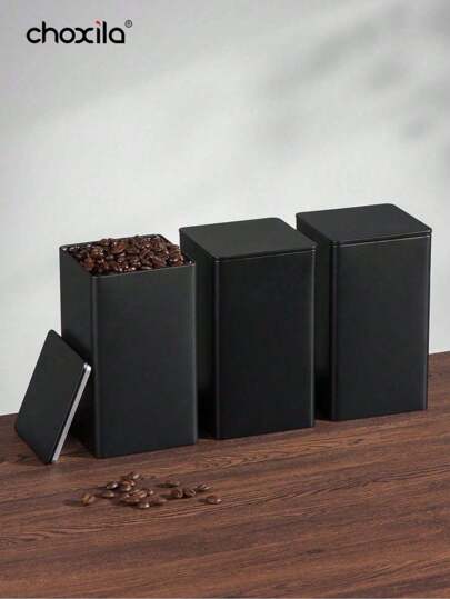 choxila 3pcs Coffee Storage Can Tea Snacks Coffee Bean Storage Can Iron Art Display Square Can