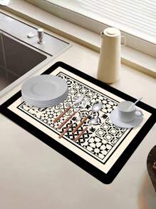 1pc American-Style Simple Kitchen Drain Mat, Coffee Machine Mat, Quickly Absorb Water, Keep The Countertop Dry