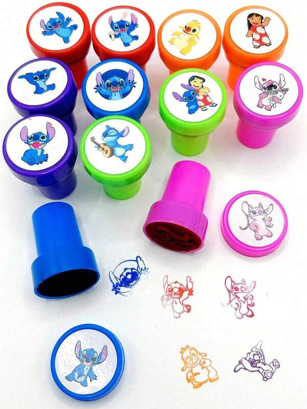 Disney 12/36pcs Stitch Cartoon Toy Signet Anime Pattern Seal Birthday Party Gift,School Supplies,Back To School