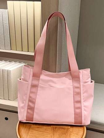 Fashionable Solid Color Minimalist Casual Large Capacity Tote Bag