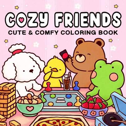 1 Book 42 Pages "Cozy Friends: Cocoa Themed Coloring Book", Suitable For Adults And Teenagers, Super Cute And Cozy Space Design To Help You Relax (Cozy Space Coloring Book). Coloring Books Can Release Emotions And Relieve Anxiety | Ideal Gift For Holidays And Special Occasions, Suitable As A Gift Toy For Boys, Girls, Teenagers, Children, Coloring Book Essential For Wyoming "Cozy Friends"