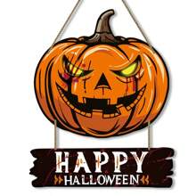 Halloween Horror Pumpkin Happy Halloween Wooden Hanging Bedroom Living Room Wall Decoration Halloween Party Decoration Doorplate Home Decor Halloween Decor Fall Decor Room Decor