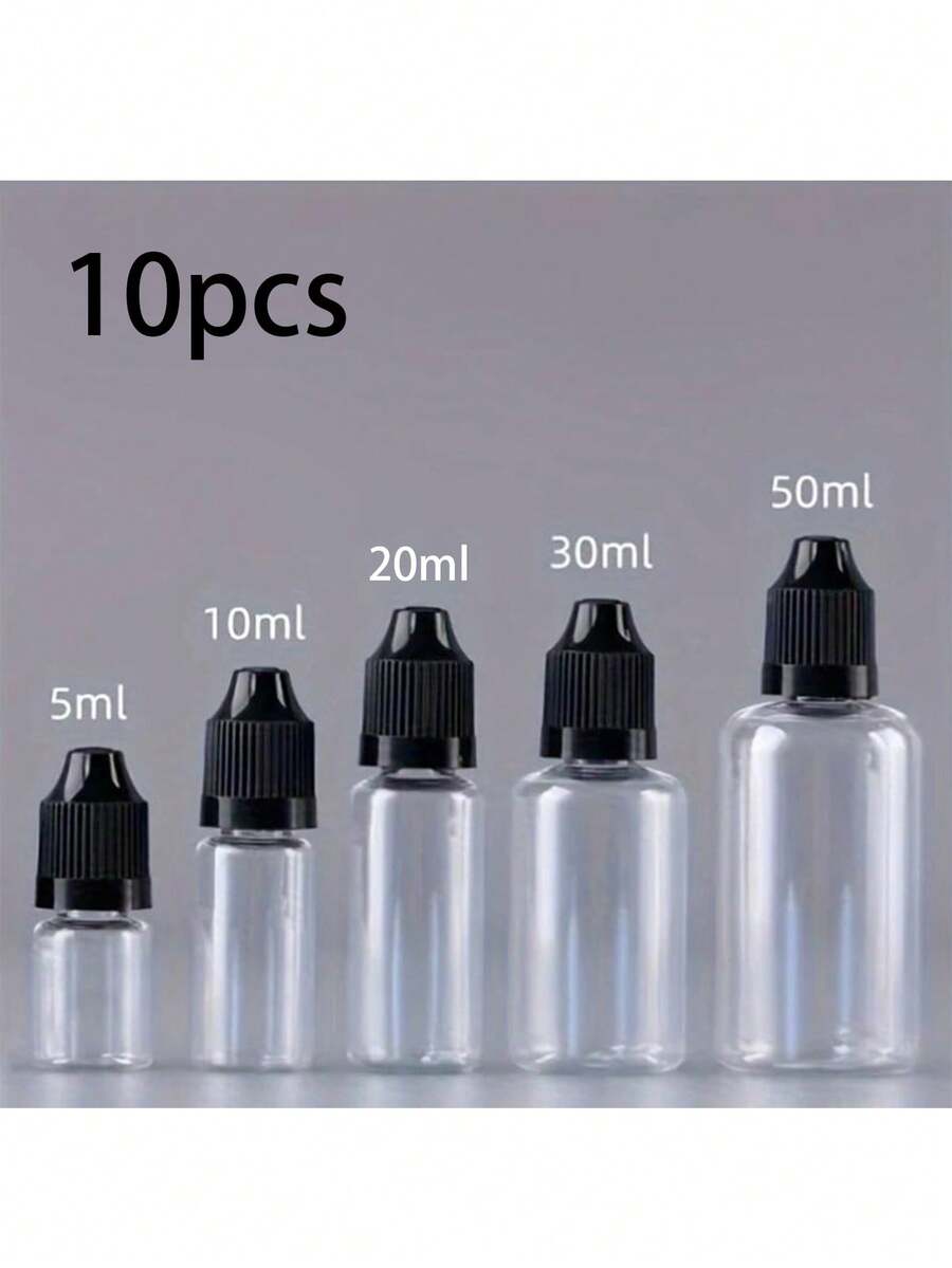 10 Thin Drip Bottles, 5ml/10ml/20ml/30ml/50ml Empty Squeeze Eye Drop Bottles, PET Squeezable Liquid Drop Cap Bottles, Essential For Returning To School And Traveling, Portable And Lightweight - Travel Accessories - Multicolor - View 1