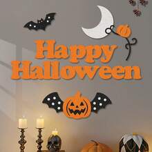 Halloween Nonwoven Fabric Wall Sticker Set, Carnival Night Background Wall Party Decorations Props