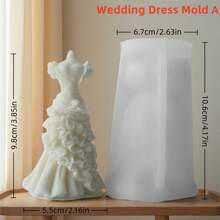 Molde de Silicone para Vela de Vestido de Noiva Nupcial 3D, Fácil de Usar e Limpar, Decoração Elegante para Casa, Perfeito para Casamentos e Presentes de Feriado, Moldes de Vela com Tema Nupcial DIY
