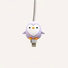 Cartoon Penguin Silicone Data Cable Protector Case, Cute Bite-Proof Gifts For Apple Phone Charging Cable