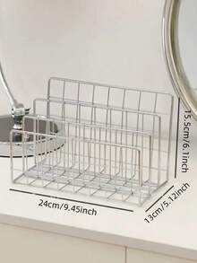 3-Tier Iron Magazine Rack, Fashionable Silver Newspaper/Book Organizer Rack With Storage Baskets, Suitable For Home & Office