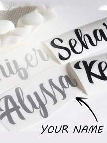 Personalized Custom Name Tag Stickers, 3-6 Inch Labels, Name Decal, Custom Decal Stickers, Name Stickers, Date Stickers, DIY Gifts, Handmade, Handwriting, Wedding Stickers, Gift Stickers. Customizable Holographic Name Stickers For Water Bottles, Lunch Boxes,Personal Items,Glass, Cups, Rolls, Balloons, Calligraphy Stickers - Multicolor - View 4