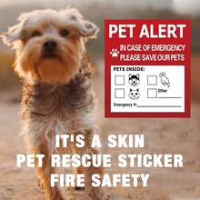 Waterproof UV-Resistant Pet Emergency Rescue Sticker, High Visibility, Easy To Apply, Suitable For Fire And Emergency Situations To Protect Our Cats And Dogs. Firefighters Will Use Warning Stickers To Rescue Our Loved Ones From Windows, Doors Or Houses. Essential Pet Supplies, Pet Safety Warning Sticker, Waterproof Fire Rescue Warning Sticker, Valentine's Day Pet Supplies, Ramadan - Multicolor - View 3