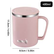 1 Stück 480/500ML Thermoisolierte Kaffeetasse, tragbare 304 Edelstahl Trinkflasche mit Deckel & Griff, kälte- und hitzebeständiger doppelwandiger Trinkbecher, verbrühsicher & auslaufsicher für Milch, Tee, Kaffee, geeignet für Studenten und Erwachsene zuhause, in der Schule, im Wohnheim, im Büro, beim Camping, Picknick, Reisen, Rückkehr zur Schule - Verschiedenfarbig - Übersicht 16