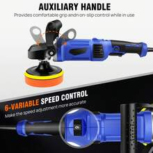Vandise Polishers And Buffers, 1400W Electric Car Polisher Machine - Rotary Polishing Machine Kit With 6 Variable Speed Control, Corded Buffing Machine For Cars Caravans, Sponge And Wool Pads Included - Ver 2