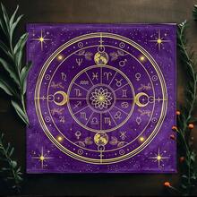 1pc Mystical Tarot Constellation Square Altar Cloth - Witchy Nature Tablecloth With Tarot Card Reading Design Perfect For Spiritual Occasions And Festivals, Mystical DecorCelestial Theme Suitable For Divination Beginners Placenta - Black - View 2