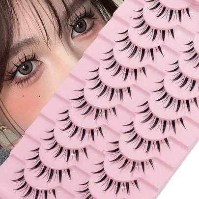 10 Cặp Thân Trong Suốt Tự Nhiên, Lông Mi Giả, Dày Và Cong Kiểu Truyện Tranh Phù Hợp Cho Người Mới Bắt Đầu, Có Thể Tái Sử Dụng, Thích Hợp Cho Nhập Vai Và Biểu Diễn Sân Khấu, Tiệc Giáng Sinh