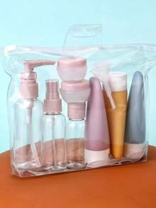 Juego de botellas rellenables para viajar con atomizador, loción, champú, gel de ducha, tubos y contenedores cosméticos vacíos para líquidos portátiles. Herramienta organizadora de viaje para vacaciones de verano, vuelta al cole
