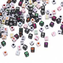 100 颗彩色字母珠 5x5 毫米立方珠适用于制作珠宝 DIY 项链手链配件