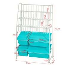 SoBuy 2 In 1: Bookshelf + Storage Chest Toy Chest Children's Bookshelf Magazine Rack Toy Storage Shelf KMB07-B - Turquoise - View 2