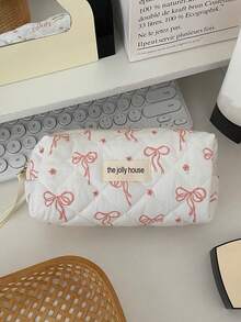 1pc/2pcs/3pcs Pink Bow Women's Cosmetic Bag, Cosmetic Storage Bag Set Suitable For Women, Toiletries Storage Bag, Skin Care Product Storage Bag Travel Portable Cosmetic Bag, Portable Multi-Functional Travel Cosmetics Storage Bag, Compartment Beauty Storage Bag, Travel Toiletries Bag, For Eyeshadow Disc, Foundation, Eye Cream, Mask, Loose Powder And Toiletries, Suitable For Party Vacation, Wedding Makeup Use