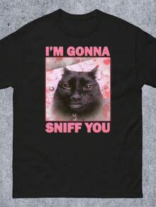 Im Gonna Sniff You Funny Cat Meme Tee Shirt Gift, Brainrot Cats T-Shirt, Silly Joke Gifts, Unhinged Tshirt - màu đen - Xem 1