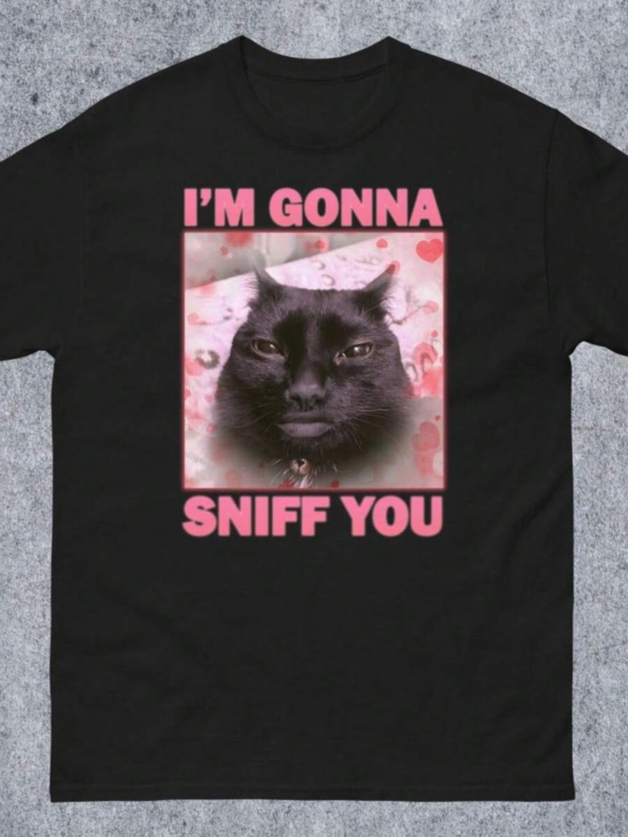 Im Gonna Sniff You Funny Cat Meme Tee Shirt Gift, Brainrot Cats T-Shirt, Silly Joke Gifts, Unhinged Tshirt - màu đen - Xem 1