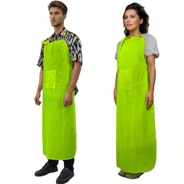 VARIEA Tablier de jardinage unisexe fluorescent vert fluo à couverture intégrale - Tissu respirant et durable avec sangle de cou réglable et poches latérales pour l'entretien des pelouses, la taille, les accessoires de taille-bordures - Hommes et femmes, tablier de jardin, accessoire de taille, vêtement de jardinage confortable, entretien de la cour, conception pratique, construction robuste, pour les jardiniers à domicile - Vert fluorescent - Voir 7