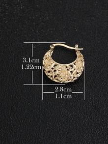 Bohemian Style Hollow Metal Asymmetrical Earrings, Minimalist Round Hook Design With Rose Gold Accents, Suitable For Formal Events, Casual Wear Or As A Gift, Fashion Earrings | Elegant Earrings | Anniversary Gift, Earrings For Loved Ones, Suitable For Teenagers - Gold - View 6