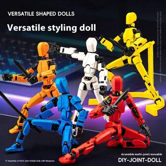 1pc - 2025 New Magnetic Anti-Gravity Lucky Dummy 13 Fully Articulated Doll, Boy/Girl Toy Figurine, Large 14cm/5.52inch, Assembled Stress Relief Collectible Model Toy, Interchangeable Weapons, DIY Posable Hands, Birthday/Holiday/Perfect Gift