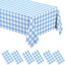 1/3/6pcs Yellow & Golden Color Tablecloth Decorations, Yellow & White Checked Disposable Plastic Tablecloths, 54 X 108 Inch Table Covers, Suitable For Birthdays, Weddings, Outdoor Dinners, Festivals All Season - Multiple Specifications - View 11