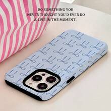 Funda para teléfono, 1 unidad, película dos en uno con lazo azul, duradera, que absorbe los golpes y Compatible con 16, 15, 14, 13, 12, 11, Plus, Pro, - Colores mixtos 1 - Ver 2