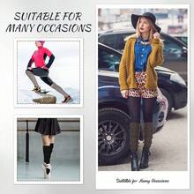 Long Leg Warmers Women 24 Inch Over Knee Knit Ribbed Leg Warmer Stirrup Yoga 80s Party Dance Ballet Supply - Hitam, Abu-abu, Abu-abu Tua - View 6
