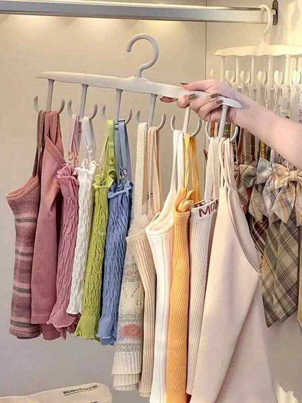 Set de 12 ganchos de plástico organizador de espacio ahorrador para sostenes, camisetas de tirantes y talla grande en tu armario