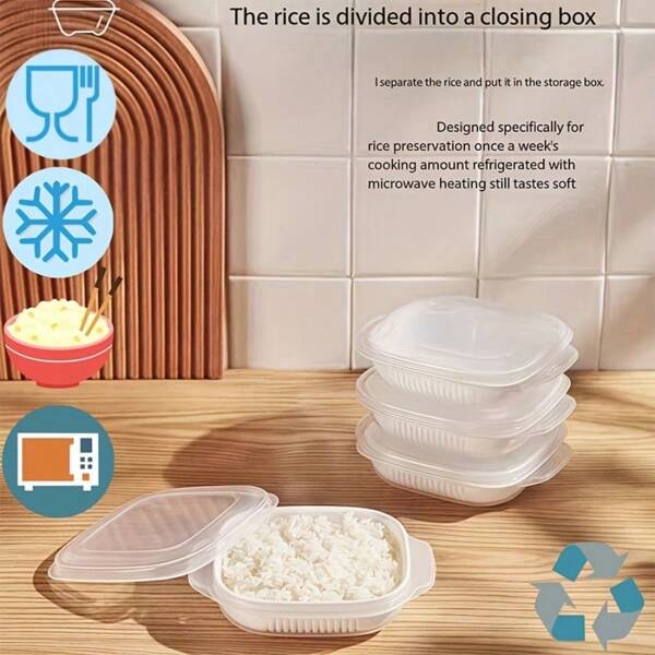 Frozen Rice Containers, Airtight And Leakproof, Removable Drain Basket, Suitable For Fruit, Vegetable, Rice Freshness Box, Microwave Heating, Portable Food Packaging Box, Kitchen Supplies, Refrigerator Storage And Storage Box