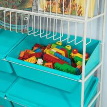 SoBuy 2 In 1: Bookshelf + Storage Chest Toy Chest Children's Bookshelf Magazine Rack Toy Storage Shelf KMB07-B - Turquoise - View 7