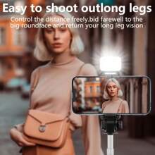 Scalable Phone Selfie Stick With Built-In Fill Light Telescopic Phone Selfie Stick With Built-In Light, Professional Live Streaming Tripod, Wireless Remote 360° Rotating Smartphone Tripod For Hiking/Travel/Vlog/Outdoor For Summer Vacation, Travel, Outdoor Activities, Live Streaming, Stable Recording