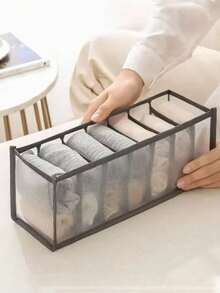 1/3pcs- Foldable Wardrobe Storage Box, Which Can Separate Underwear, Bras, Socks And Clothes, Drawer Storage Box, Home Plaid Storage Box, Dormitory Storage Bag, Clothes Storage Box, Saving Space, Home Bedroom And Dormitory Storage Supplies. - White - View 8