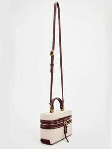 时尚小方盒包，手提包，单肩包，斜挎包，适合宴会，上班族，初中，高中，大学 - 米色 - 查看 5