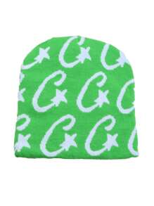 1 pièce Bonnet tricoté jacquard étoile, Chapeau crâne décontracté, Casquette de ski à la mode, Casquette de sport, Chapeau de couple, Cadeau de vacances