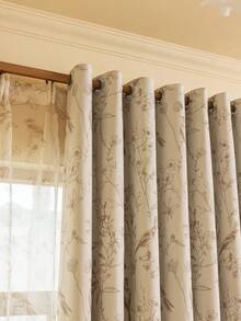 1 pieza Nuevo cortina con doble capa térmica y opaca al 100% con diseño de flores y pájaros, decoración para el hogar para la sala de estar, dormitorio, oficina, fiesta