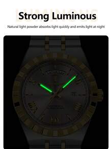 POEDAGAR 1pc Business Classic Men's Week Date Stainless Steel Quartz Watch For Man, Casual Waterproof Luminous Men Wristwatch, Fashion Luxury Male Watches Suitable For Office Occasion, Holiday Gifts For Men - 彩色 - 查看 8