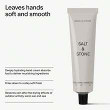 Imprescindible del verano, el mejor vendedor de 2025 Crema de manos Salt & Stone para mujeres y hombres | Sándalo y vetiver | Hidrata, nutre y suaviza la piel | Restaura las manos secas y agrietadas | De rápida absorción | Sin crueldad animal y vegana (60 ml)