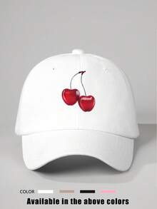 1 Pc Cherry Print Adjustable Baseball Cap, Outdoor Sun Protection Casual Hat Suitable For Spring, Autumn, Travel, Beach, Y2K Style Youth Cap - Baseball Cap - View 17
