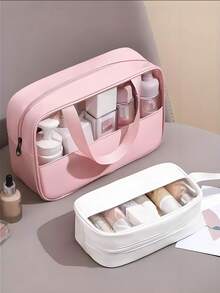 3/1 件，大容量，防水，化妆收纳袋，透明袋，旅行洗漱包，透明，便携式设计和双手柄 - 非常适合整理化妆品和洗漱用品收纳袋，化妆包，化妆收纳袋旅行必需品包，适合学校假期返校用品洗漱包防水洗漱包