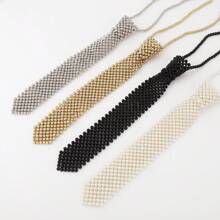 Pearl Tie Woven Hollow Bead Scarf Scarf, Neck Decoration Collar, Retro Matching Shirt Hollow Fake Collar Accessory Korean Style Draweye Pearls Tie Long Necklace Choker Hyperbole Crystal Neck Tie