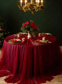 1 Stück burgunderrote transparente Hochzeitsbogengardinen - perfekt für Weihnachten, Weihnachtsdekoration Chiffongardinen für Zeremonie, Verlobung, Empfang und Hintergrunddekoration - elegante, romantische rustikale Partydekoration, Brautparty, Jahrestag, fließende romantische Hochzeitsbogengardinen und Überwurfdekorationen