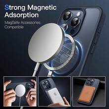 JETech Magnetic Case For IPhone 15 Pro 6.1 Inch Compatible, Slim Matte Translucent Back Shockproof Cover (Black) - Azul - 查看 3