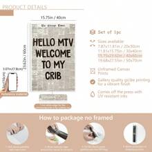1pc Unframed Welcome To My Crib Prints - Vintage Newspaper Prints, Typographic Canvas Posters, 70's Pop Wall Art, Aesthetic Wall Art, Posters, Wall Art, Room Decoration Stuff, Modern, Quotes (Optional Frame)