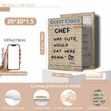 1pc Unframed Guest Check Fa Wall Art, Chef Is Lovely Would Eat Here Again, This Must Be The Place, Guest Check, Red Chef Art Prints, Posters Guest Check, Canvas Wall Decor For Living Room, Bedroom Posters,Wall Art,Room Decoration Stuff,Modern,Quotes(Optional Frame)