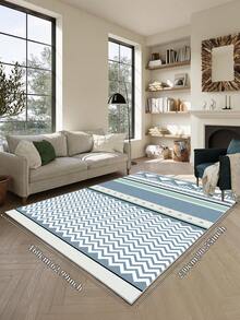 Tapete moderno minimalista azul, 1 peça, lavável, antiderrapante, de lã sintética, 1160g/m², para sala de estar, quarto, cozinha, escritório, entrada