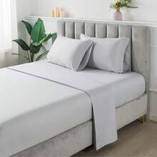 7-Piece Reversible Bed In A Bag Comforter Set With Sheets, Blue Floral, Queen - Grey Stripe - 查看 4